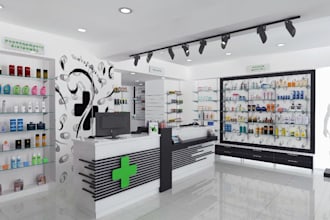 realistic 3d pharmacy, 3d hospital interior design and renovation