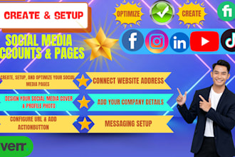 create and setup social media page, profile and cover design and more