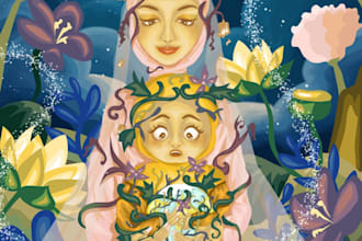 illustrate whimsical storybook for children books