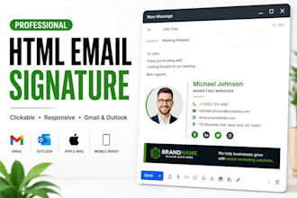 design clickable HTML email signature for gmail and outlook