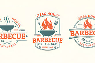 do awesome food restaurant bbq pizza bakery logo design with unlimited revisions