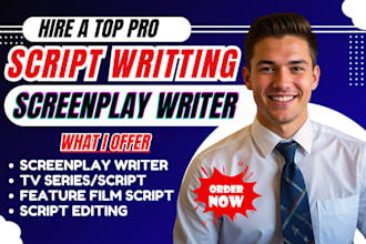 write movie script film script screenplay comedy script writing as scriptwriter