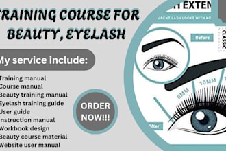 write and format training course manual, beauty, eyelash, website user guide
