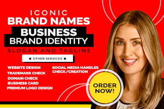create catchy business name, logo design, slogan and web design for your brand