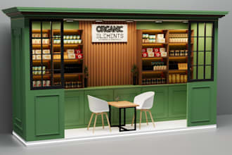 do 3d kiosk design for trade booth, exhibition stand,  and exhibition stall