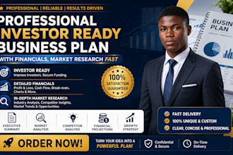 professional investor ready business plan with financials, market research fast
