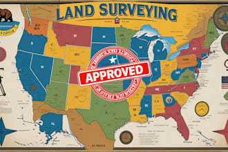 do ca wa, fl ny, tx, al, US stamp land surveying report plansstamp for approval