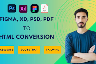 convert xd psd pdf image to html bootstrap tailwindcss