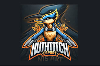 design nuthatch cartoon, character mascot logo with new concept