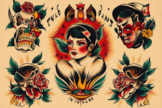 create old school or traditional tattoo design