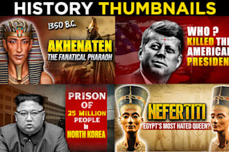 design eye catchy youtube thumbnails for history channels