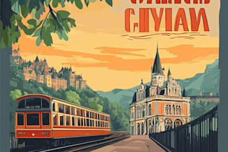 create a vintage or modern travel poster design