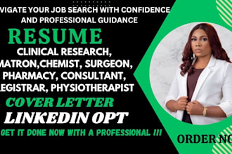 write clinical research, registrar, chemist, surgeon and consultant resume