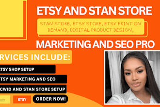 set up etsy store design SEO etsy pod etsy digital product listing ecwid store