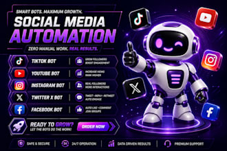 develop social media bot, instagram api bot, tiktok bot, youtube bot automation