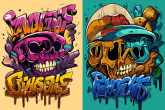 create an awesome graffiti logo, tshirt, stickers designs