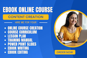 create ebook online course, lesson plan, course curriculum, elearning course