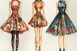 create custom fashion illustrations and croquis for you