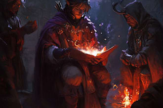 create fantasy or dnd party illustration