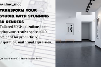 design your art studio 3d render to reflect your creative flow