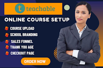 create and upload online course on teachable, teachable school and kajabi