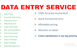 do fast and accurate online data entry, copy paste, typing, and web research