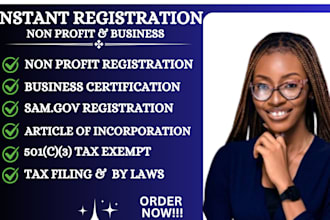provide expert 501c3 nonprofit registration reinstatement llc setup sba loan aid