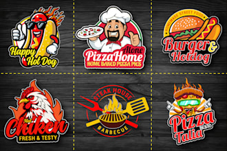 design pizza, burger, hot dog, bbq and restaurant logo