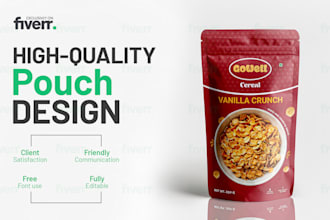 create professional pouch, mylar bag, food packaging design, product branding