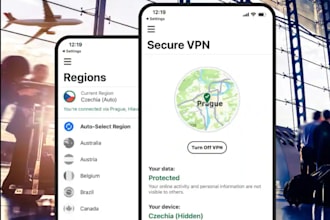 develop custom vpn app for android and IOS, VPN server with admin panel