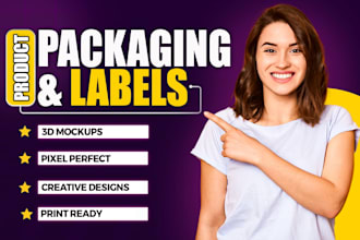 do premium product label, box package, pouch bag design for brand