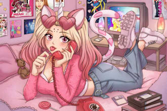 draw your character in a retro 90s anime style