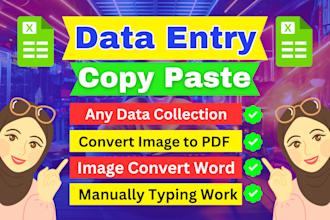 data entry job, copy paste, ms excel, pdf to excel, image to word, typing work