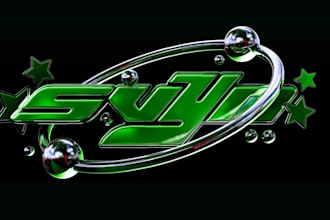 draw awesome metallic chrome 3d y2k logo design
