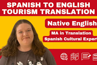 provide professional spanish to english translation for tourism and travel
