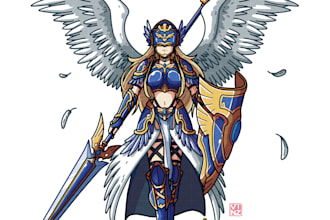 draw hero, mecha, armor, character, concept art or artwork