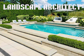 design front and backyard landscape ,patio ,pool and garden as an architect