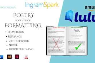 format poetry book, poem self help, romance novel non fiction kdp ebook publish
