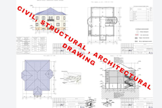draw foundation plan, roof , framing plans, elevation city permit drawing