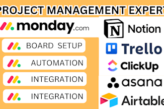 monday CRM project management automation notion trello airtable asana clickup