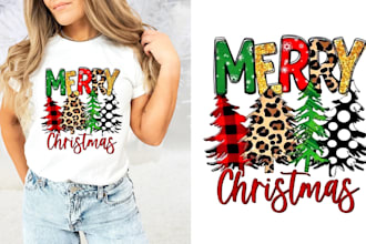create custom christmas t shirt design, vintage retro, merry, ugly t shirt
