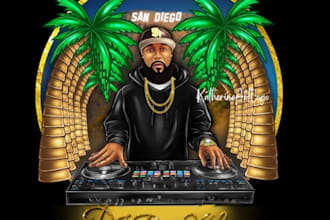 make cartoon music dance dj film studio logo design