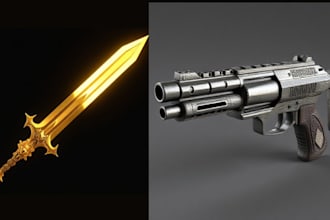 do 3d gun model,3d weapon,3d game asset, grenade model, games guns, roblox model