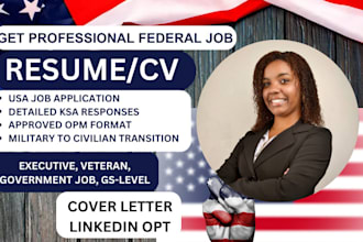 provide federal resume writing for usajobs, veteran, military, government resume