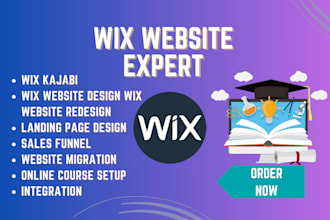 design wix website, redesign wix website, kajabi website, online course creation