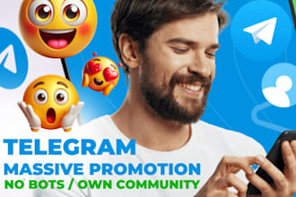 do massive promotion for any your project in my own three telegram community