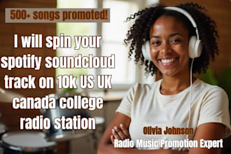 spin your spotify soundcloud track on top 10k US UK canada college radio station