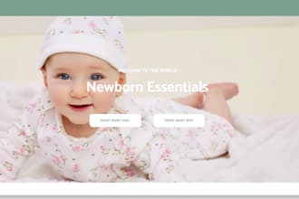 design sleek baby store website baby clothing website toys shopify dropshipping