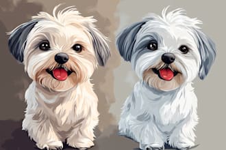 draw pet portrait into cartoon vector art