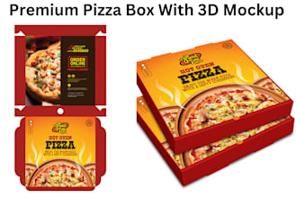 design pizza box, burger, and food product box packaging